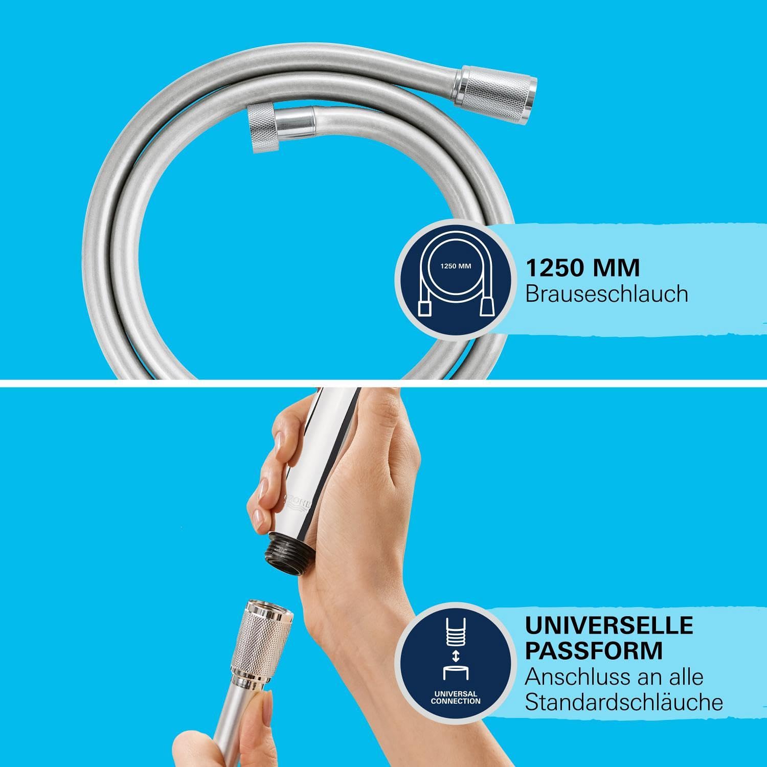 GROHE Vitalio, Bidet-Set für das WC (Bidet-Duschkopf mit 1 Strahlart, Duschschlauch 1,25m und Wandhalterung, langlebige Oberfläche, leicht zu reinigen), chrom, 26175001