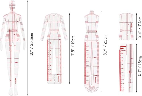 Miniatura 3 de Regla de plantilla de moda de curva francesa de acrílico, patrón de medición, patrón de medición, reglas de calificación, herramientas de costura