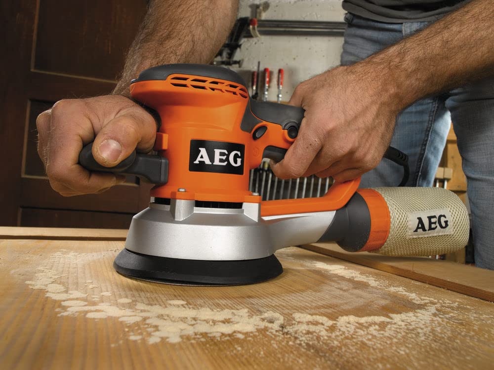 AEG EX150 ES Levigatrice Roto-Orbitale 440 W, Include 3 Dischi Abrasivi (Grana 80), Sacchetto Raccogli-Polvere