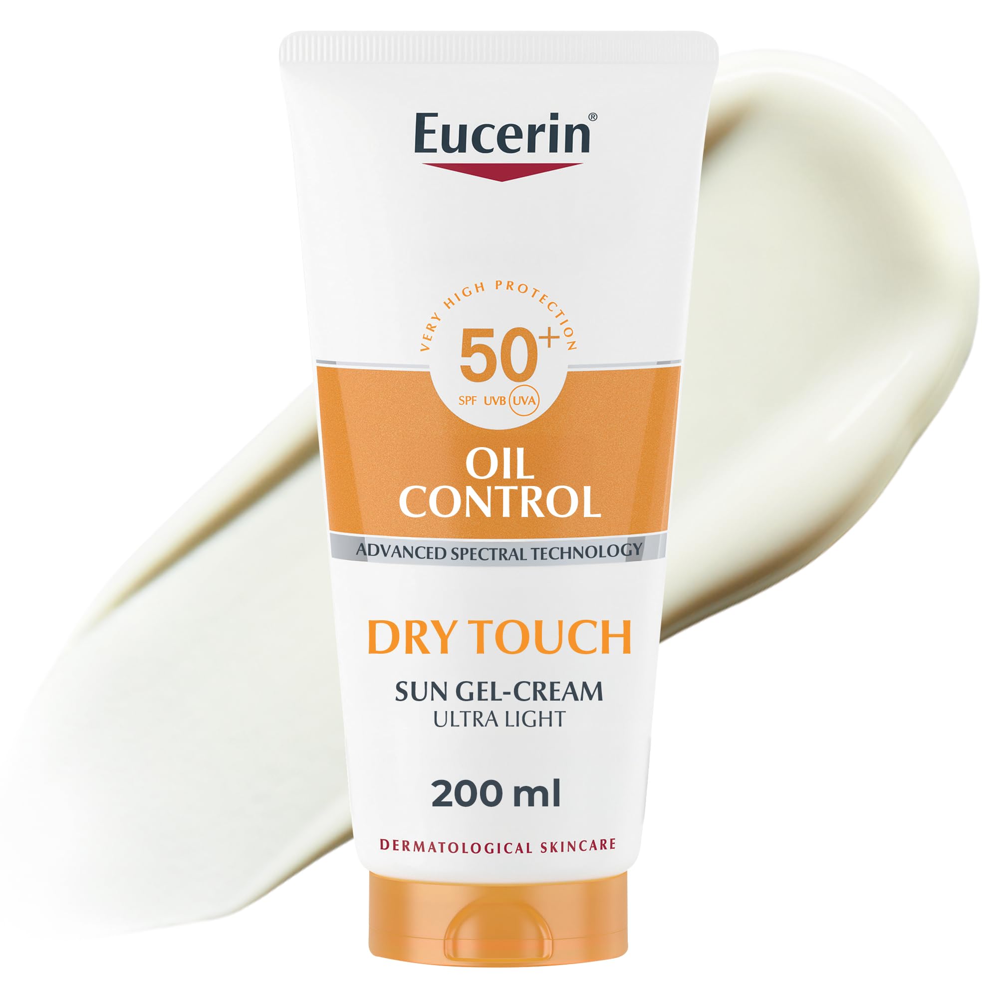 Eucerin Sun Body Gel-Cream Dry Touch for Oily and Acne-Prone Skin, Fast-Absorbing, Soothes Sensitive Skin, For All Skin Types, SPF50+, 200ml