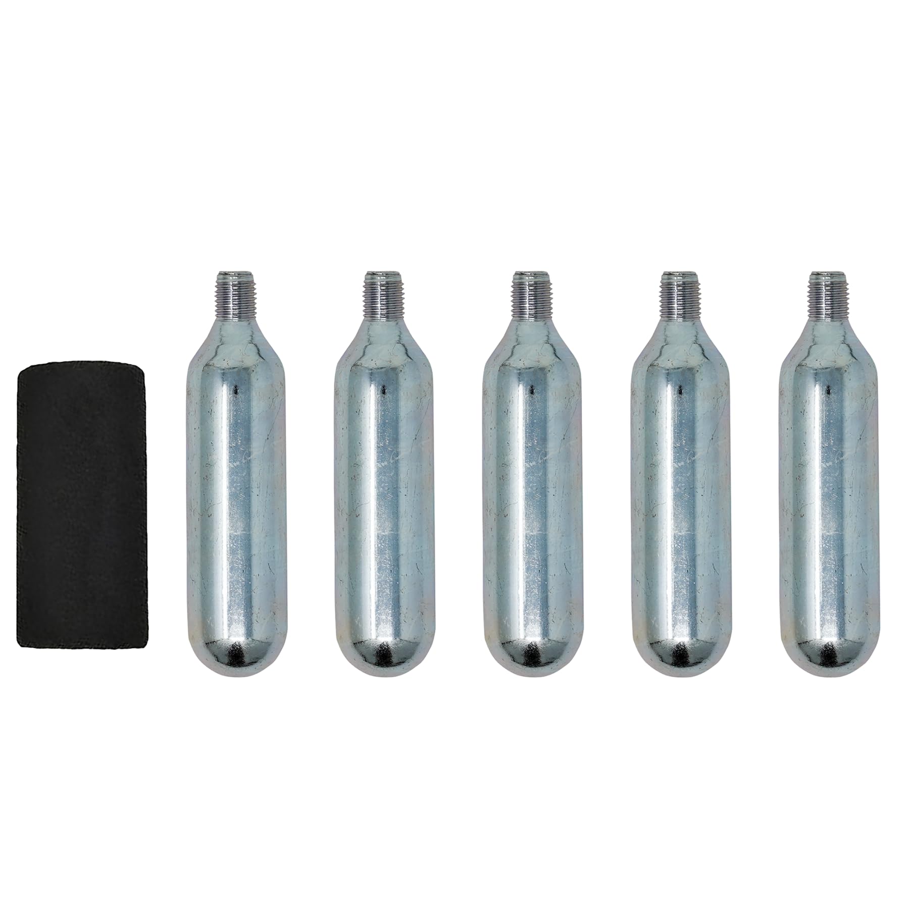 Laxzo ® 5 Pc x 16g CO2 Cartridges Threaded Gas Canisters Capsules for Bike Tires, Presta and Schrader Valve Compatible, Bike Tire Pump for Mountain and Road Bicycles, Included Insulated Sleeve