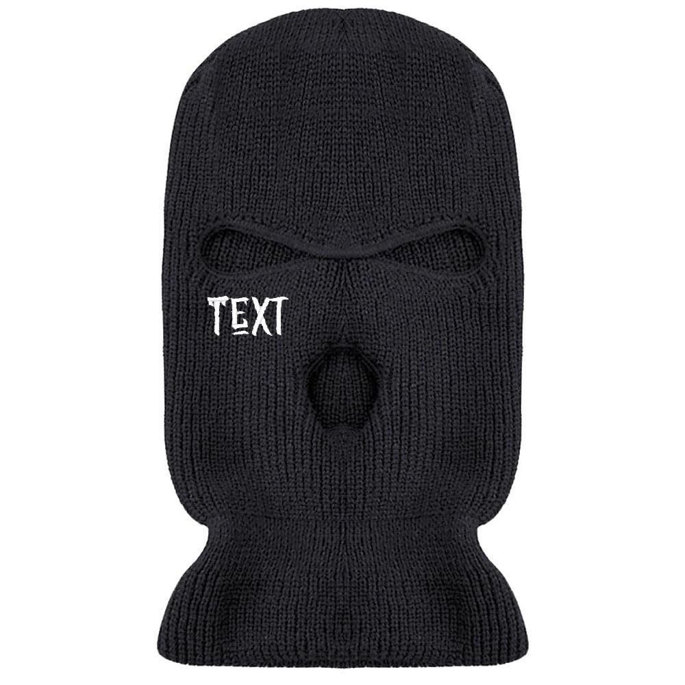 Custom Text Name Logo Embroidery 3 Holes Full Face Cover Ski Mask Winter Outdoor Sports Knitted Balaclava for Men Women