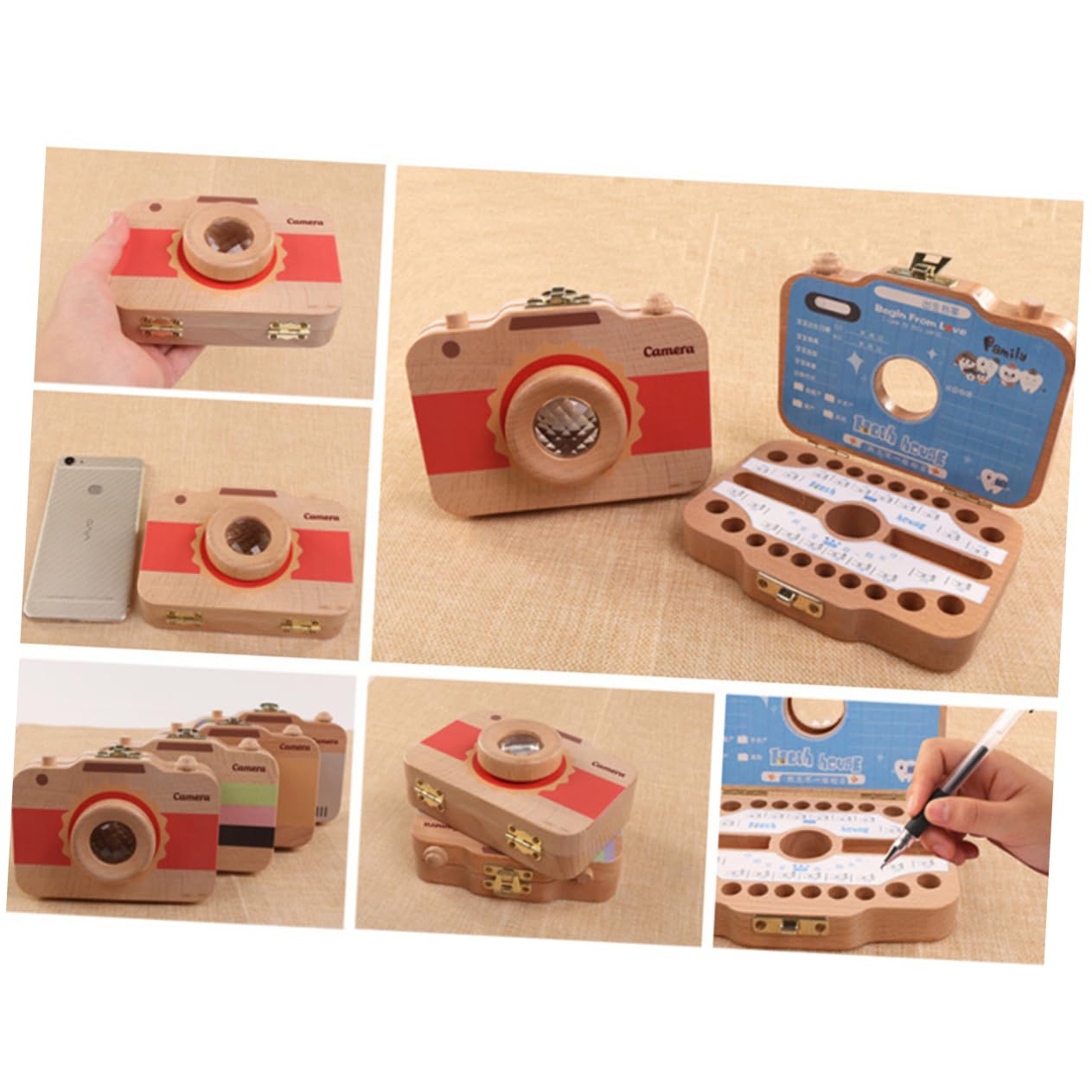 Cabilock 1 Caja Organizador De Recuerdos Para Niños Caja De De Recuerdo Caja De De Madera Diente De Leche De Madera Protector De Para Niños Bebé Nacarado Cámara