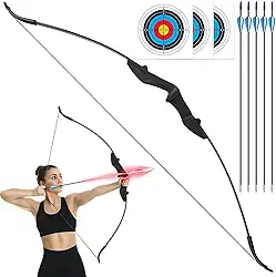 Arco Flecha Profissional Destro, Arco E Flecha Profissional Ambidestro, Tiro com Arco Tradicional Caça Artesanal Arco Cavalo Longbow, Arco Flecha Profissional Destro de MadeiraFlechas de Fibra