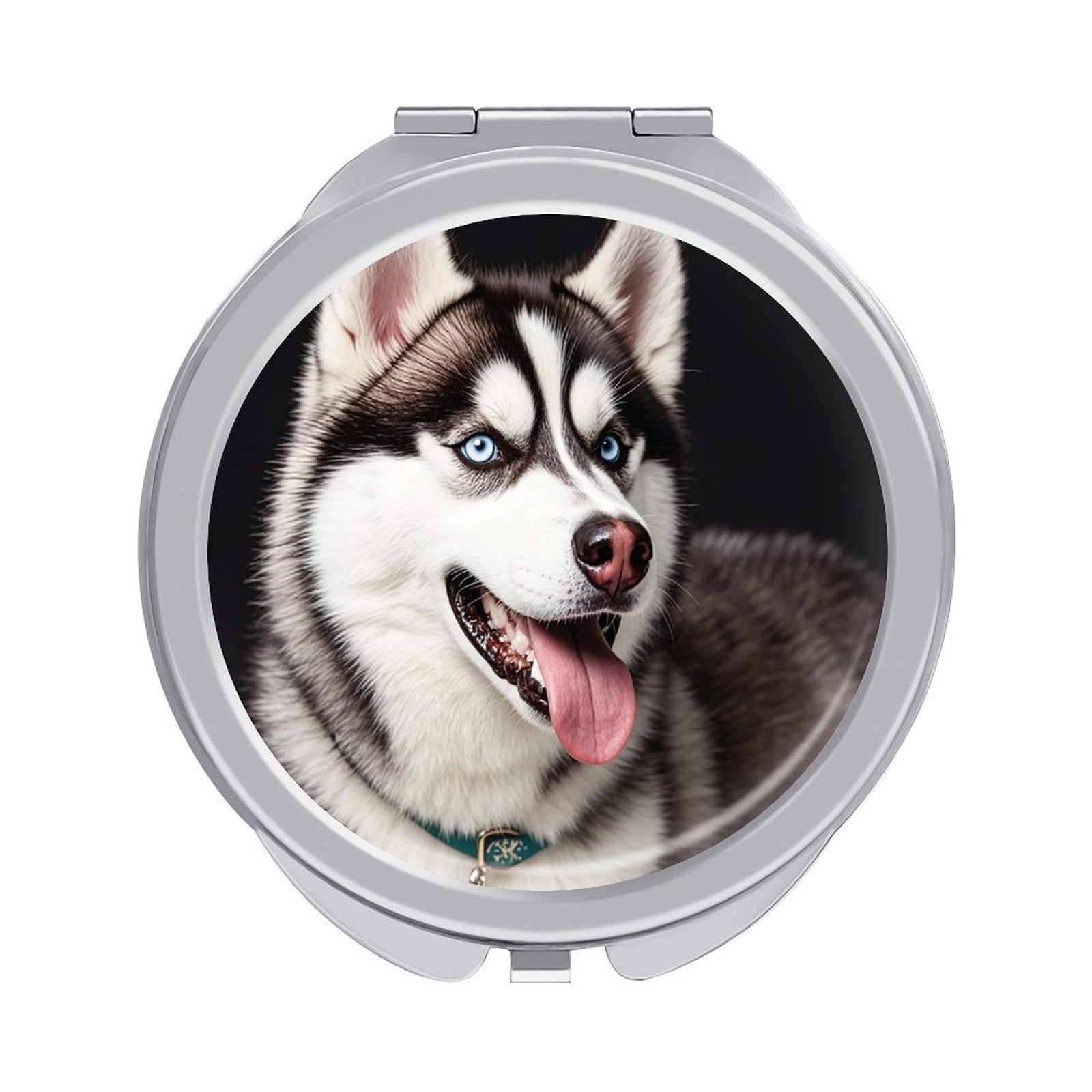 FekiLoot Cute Husky Dog Compact Mirror for Purse Portable Travel Makeup Mirrors Metal Magnifying Pocket Mirror Double Sided Small Handheld Mirrors for Women Travel Essentials