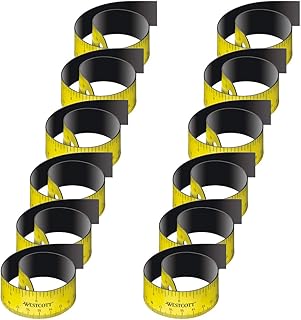 Westcott E-15990 00-I - Cinta métrica flexible con reverso magnético (30 cm, 12 unidades), color amarillo y negro