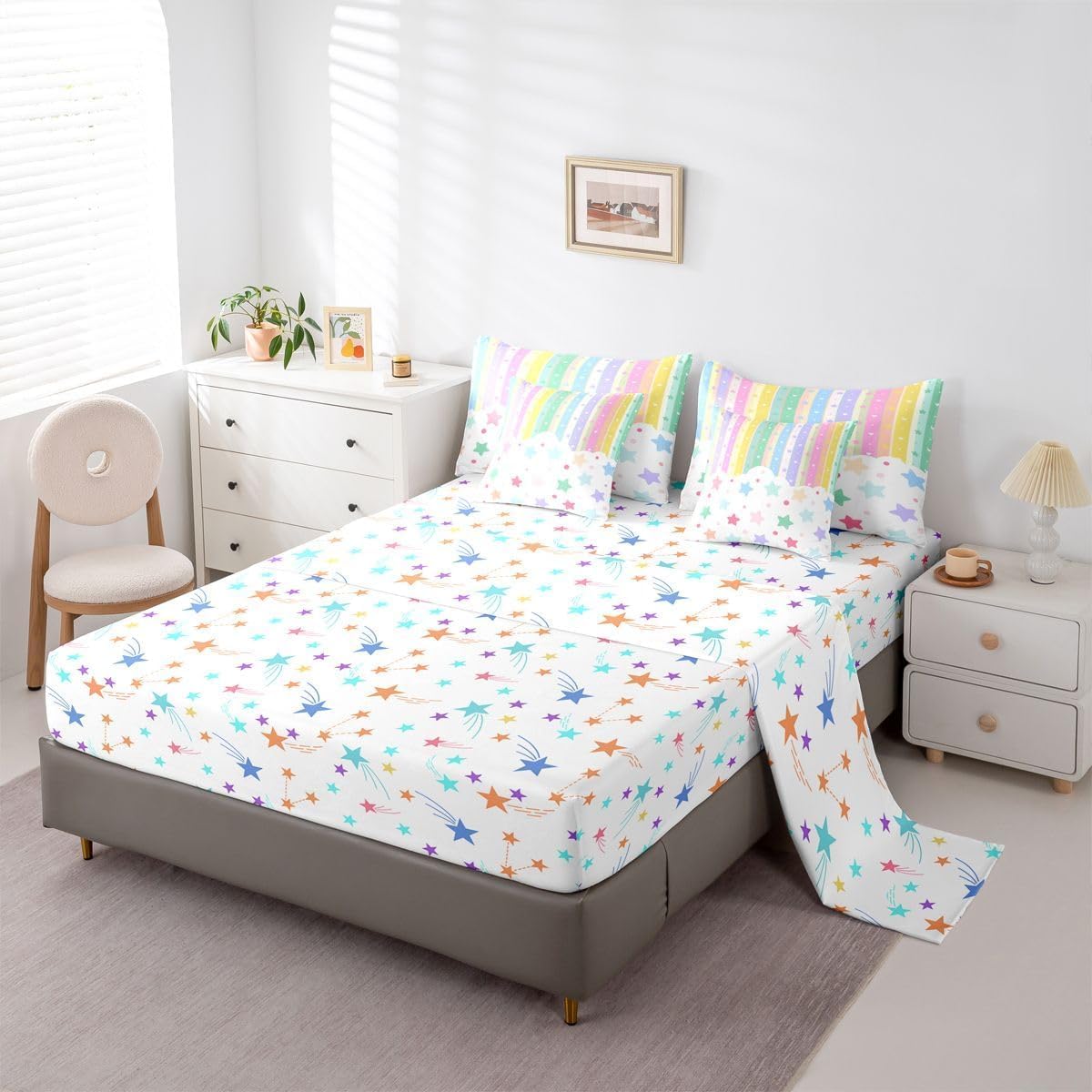Homemissing Striscia Piumino Letto Con Lenzuola 7 Pezzi 264x229cm