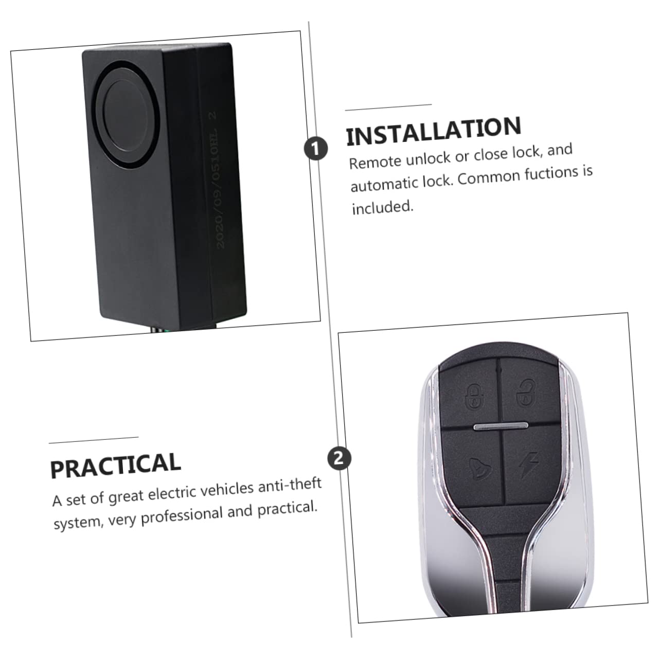 WEKADRIN 1 Set Electric Remote Theft Sensor with Keyless Locking Siren Practical Durable Design for Enhanced Vehicle Security