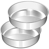 8 Inch Cake Pan Set of 2&comma; Stainless Steel Round Layer Cake Baking Pans Tins&comma; Non-Toxic & Healthy&comma; Leak-proof & Easy Clean & Dishwasher Safe
