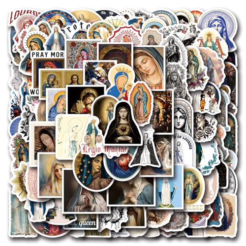 124pcs Virgin Mary Stickers Pack Blessed Mother Watercolor Vinyl Waterproof Sticker Catholic Spiritual Decals for Car Laptop Water Bottle Helmet Scrapbook Gifts for Adults Teens Mom Dad