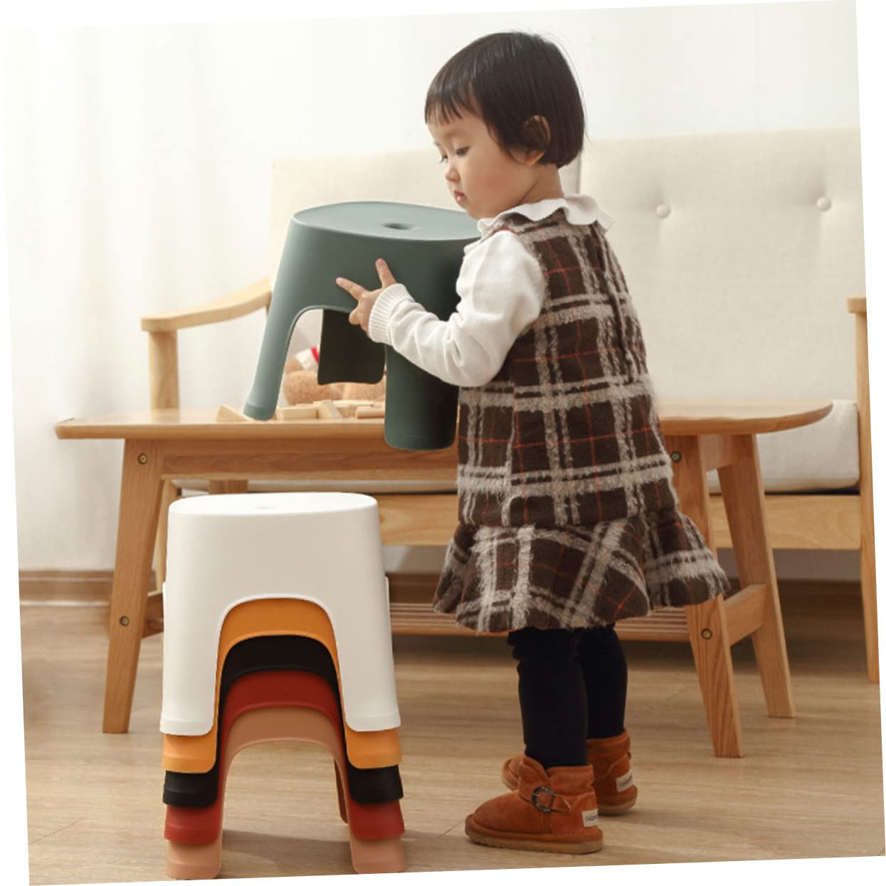 Homoyoyo 1pezzi Sgabello Antiscivolo Per Bagno Sgabello Piccolo Multifunzionale Per Indossare Scarpe Plastica Per Uso Domestico Rosso