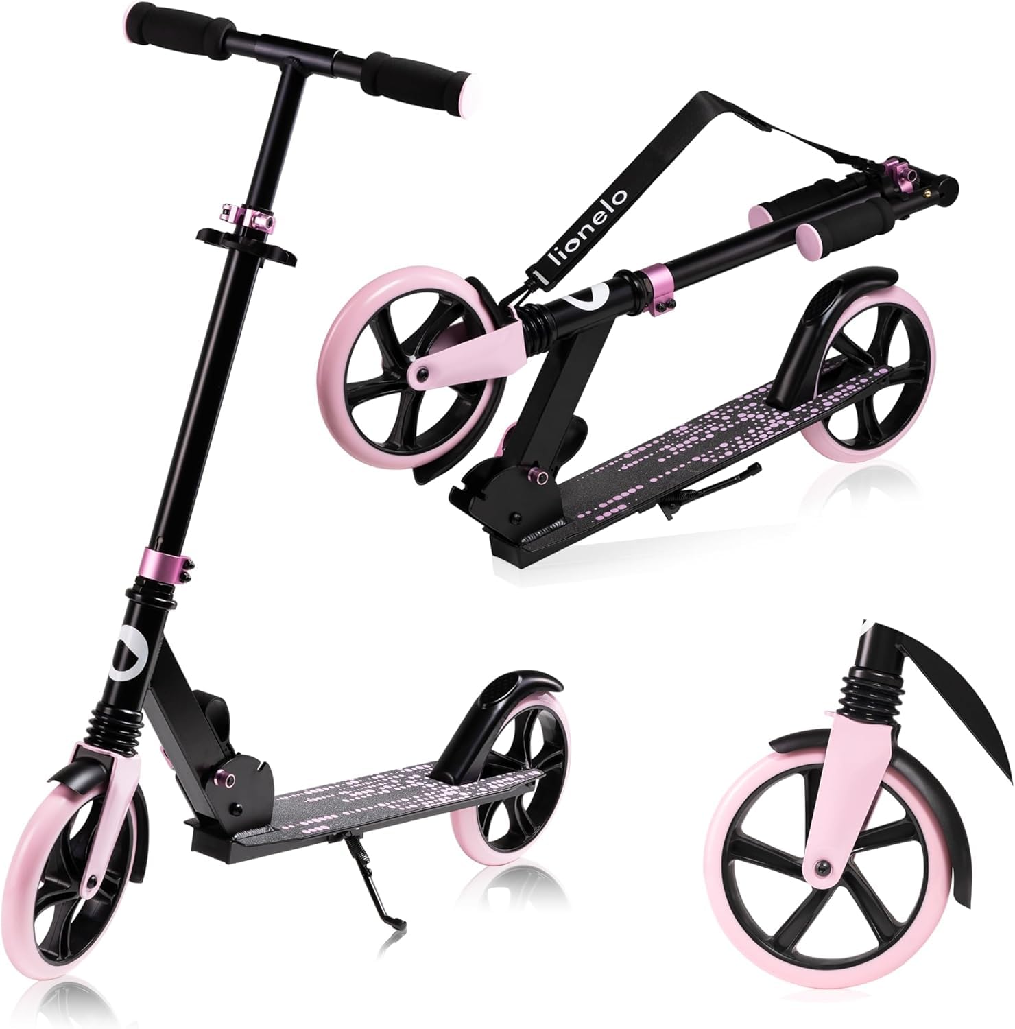 lionelo Luca Patinete Urbano XXL hasta 100 kg, Scooter para niños, Grandes Ruedas 200 mm ShockResist Amortiguador, Volante Ajustable Altura, Freno Plegable