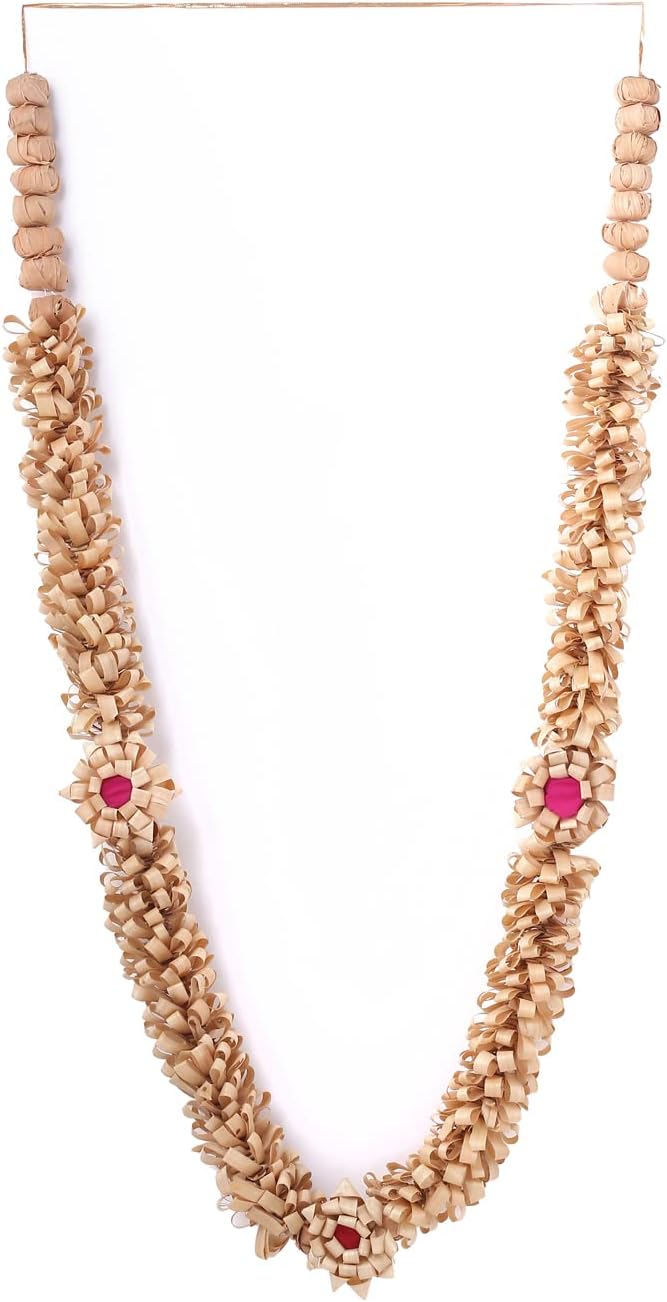 RDK Sandalwood Processed Photo Frame Haar Mala | Chandan Scented Wooden Chaal | Wooden Garland for Photos of Loved Ones|Traditional Mala for God, Ancestors and Pitra, Pooja Room (30 Inches)