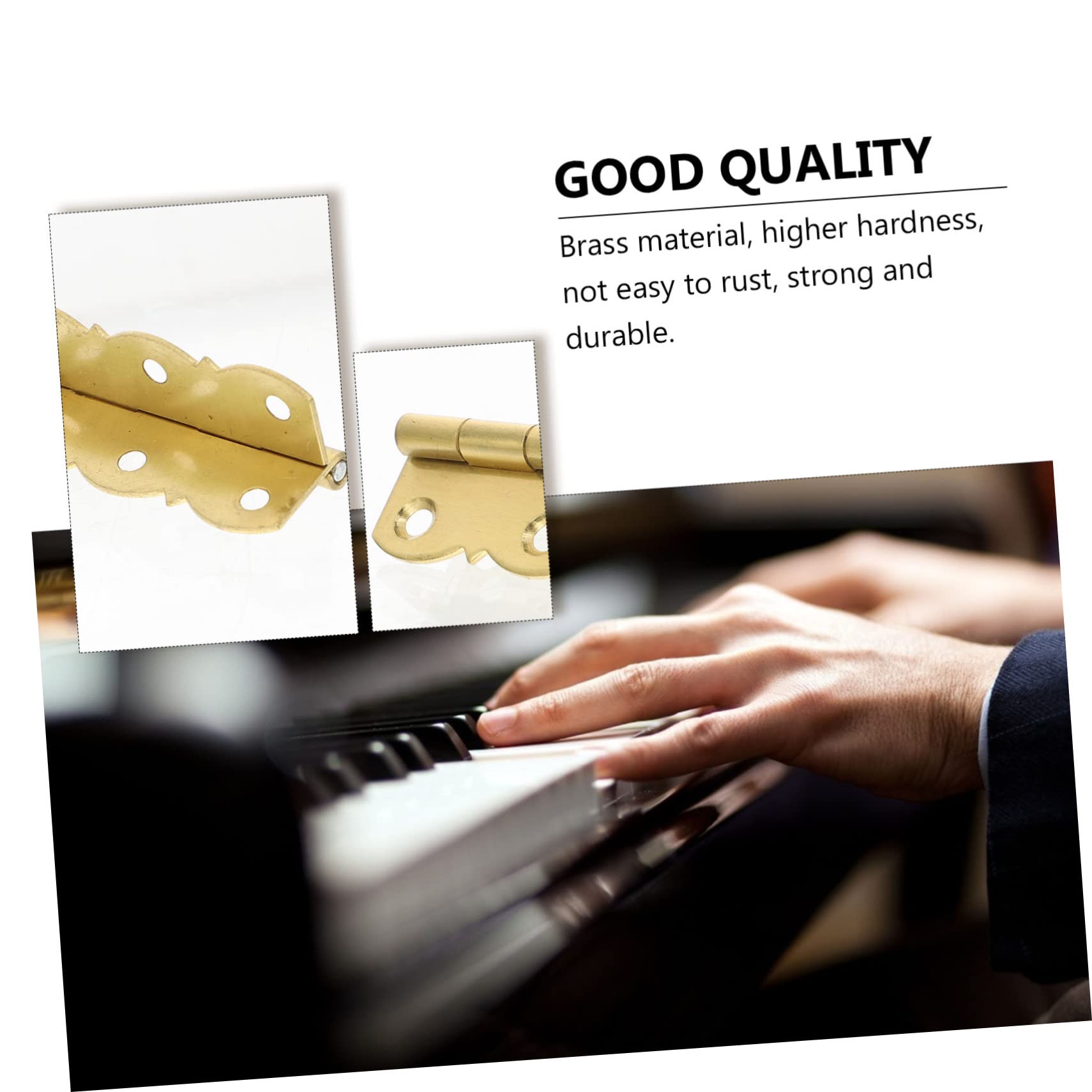 Uonlytech 10piezas Bisagras De Latón Para Piano Accesorios Musicales Resistencia La Corrosión y Desgaste Para Atriles De Piano y Estanterías Dorado