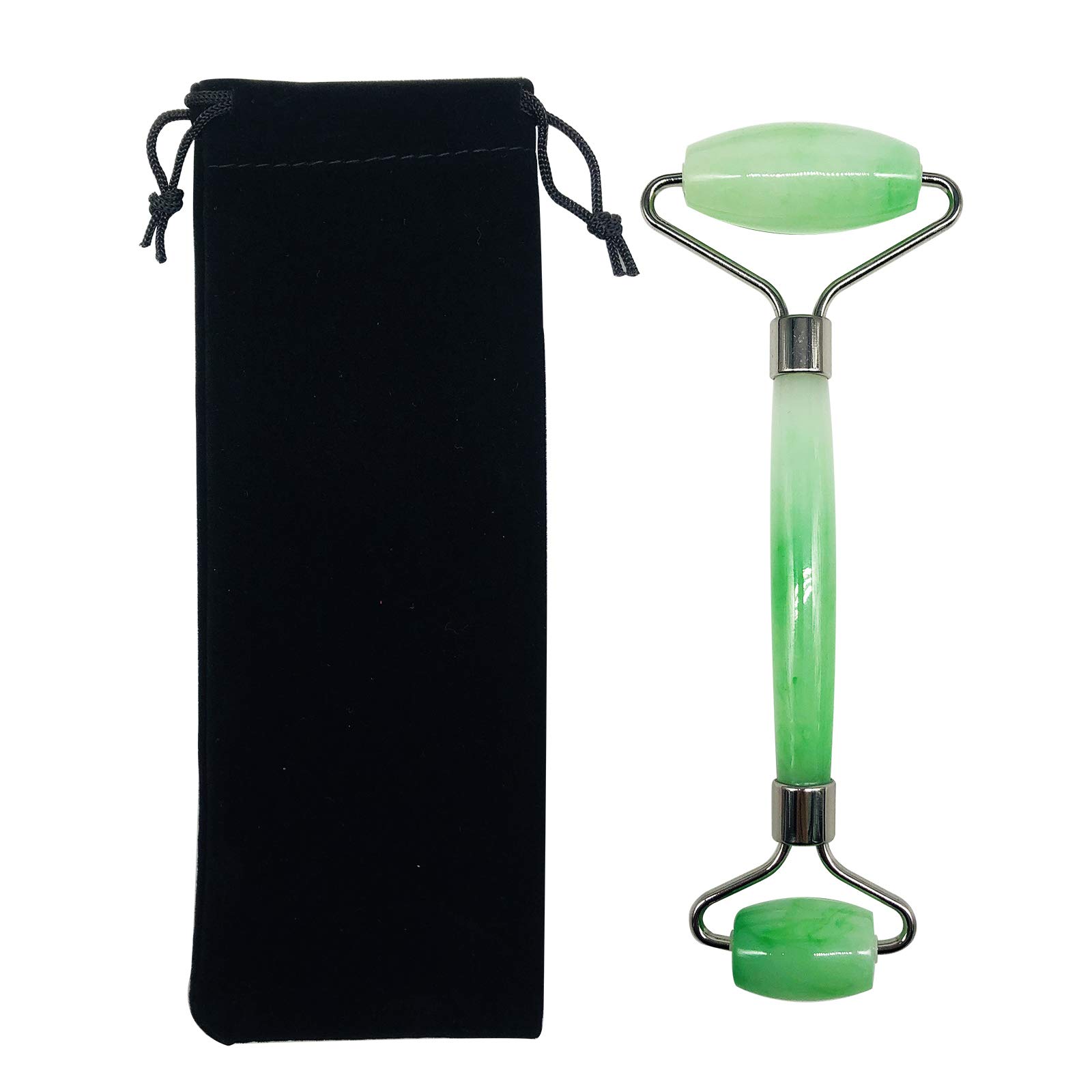 Beauty Face Roller, Facial Roller, Skin Care Tool, Dual Side Massager with Pouch, Good for Face,Eyes,Neck,Body to Relax-Green