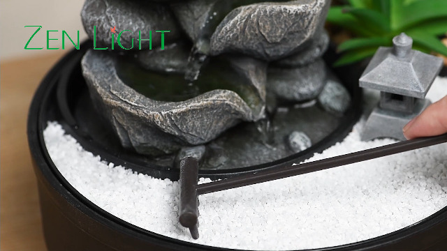 Fontaine Intérieur Zen Bogota - Boule Verre Lumineuse 21cm Avec Jardin Sable