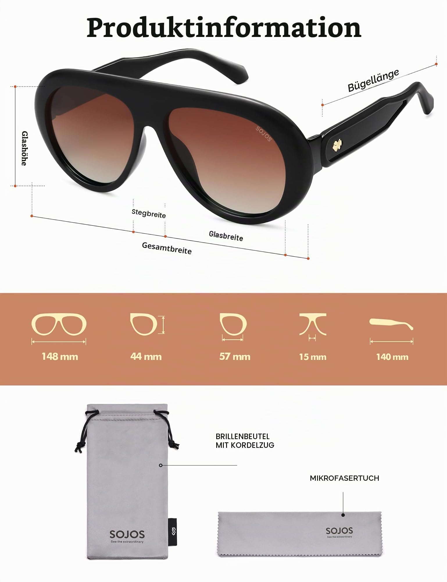 SOJOS Retro Größ Polarisierte Piloten Sonnenbrille Damen Herren überdimensioniert Vintage Brille 70er Jahre Styles mit UV400 Schutz SJ2390
