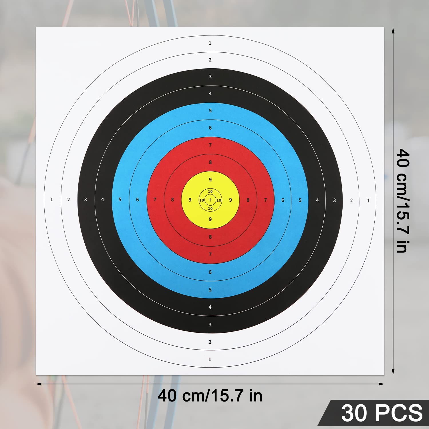 10 Cibles De Tir En Papier – Pour Tir à L'arc Et Archery – Format Standard