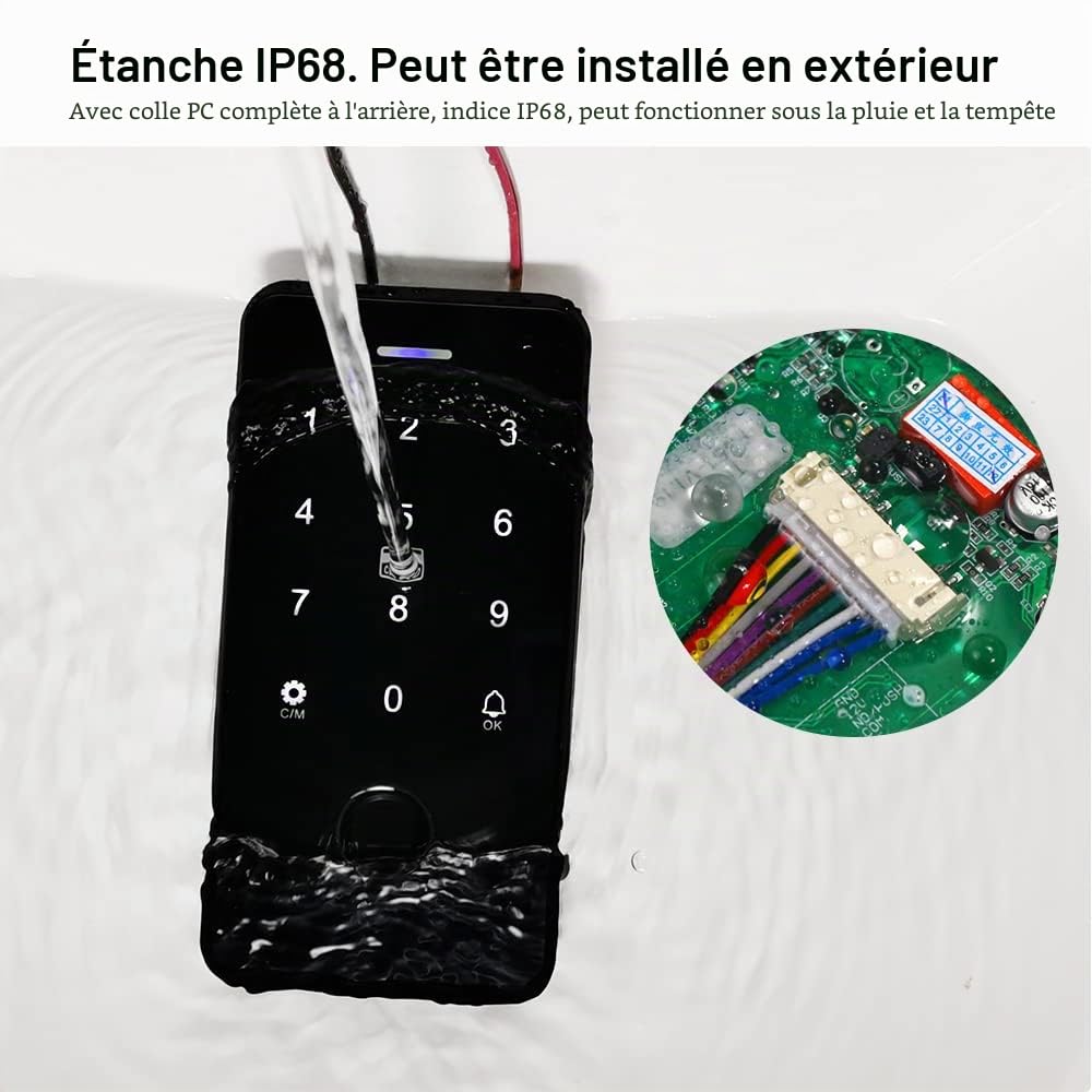 NFC Bluetooth Tuya Access Control Clavier IP68 étanche RFID Contrôleur d'accès 13,56 MHz Biométrie Empreinte Digitale Touch Système + 10 porte-clés