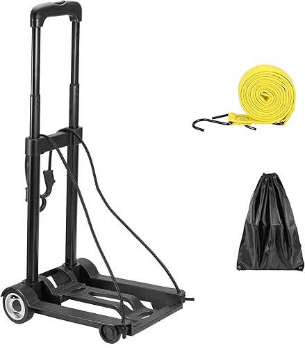 JEUIHAU Camión de mano plegable, capacidad de 55 libras, 2 ruedas, carrito de utilidad de construcción sólida resistente, carrito de equipaje con