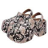 HCHCTRY Women's Mule Slippers Garden Shoes Women's Platform Clogs Slip on Slides Shoes Beach Sandals Gardener Clog Hight Heels (Snake Pattern,6.5)
