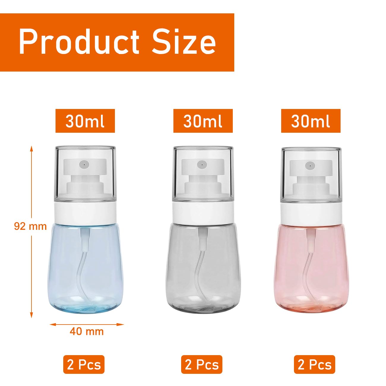 Uadbau Mini-Sprühflaschen Set – 3x 30 Ml & 3x 60 Ml, Feiner Nebel, Rosa, Mit Trichtern, Perfekt Für Reisen
