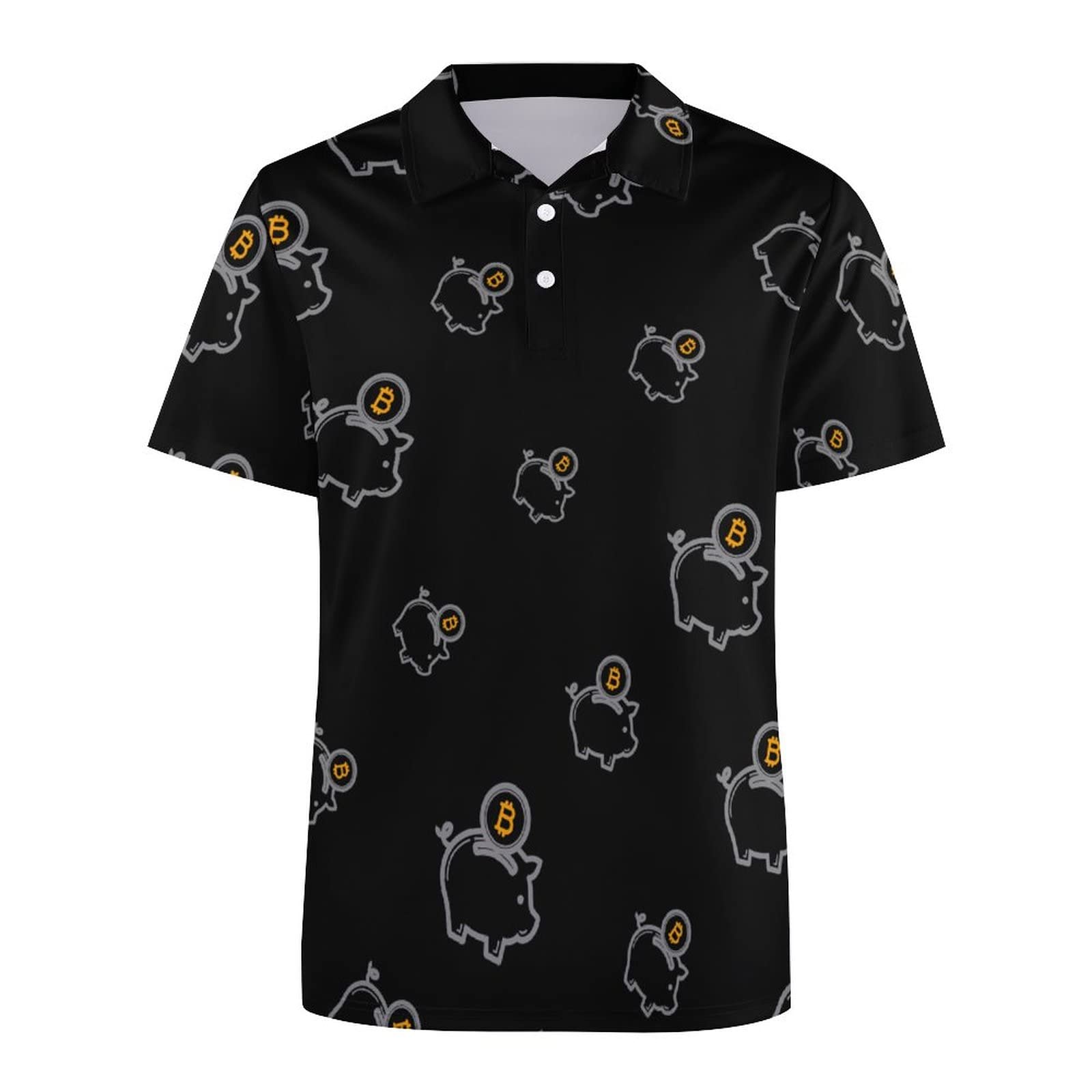 Amazon | ビットコイン貯金箱メンズマッスルTシャツストレッチソフト半袖ポロシャツスリムフィットTシャツトップ | ゴルフマーカー