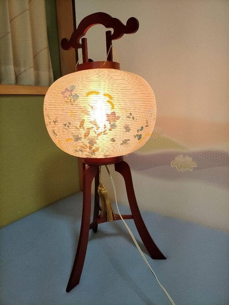 提灯　岐阜提灯 安藤商店 岐阜提灯／神桜楡ワイン調（絹二重張／黒風鎮）10号