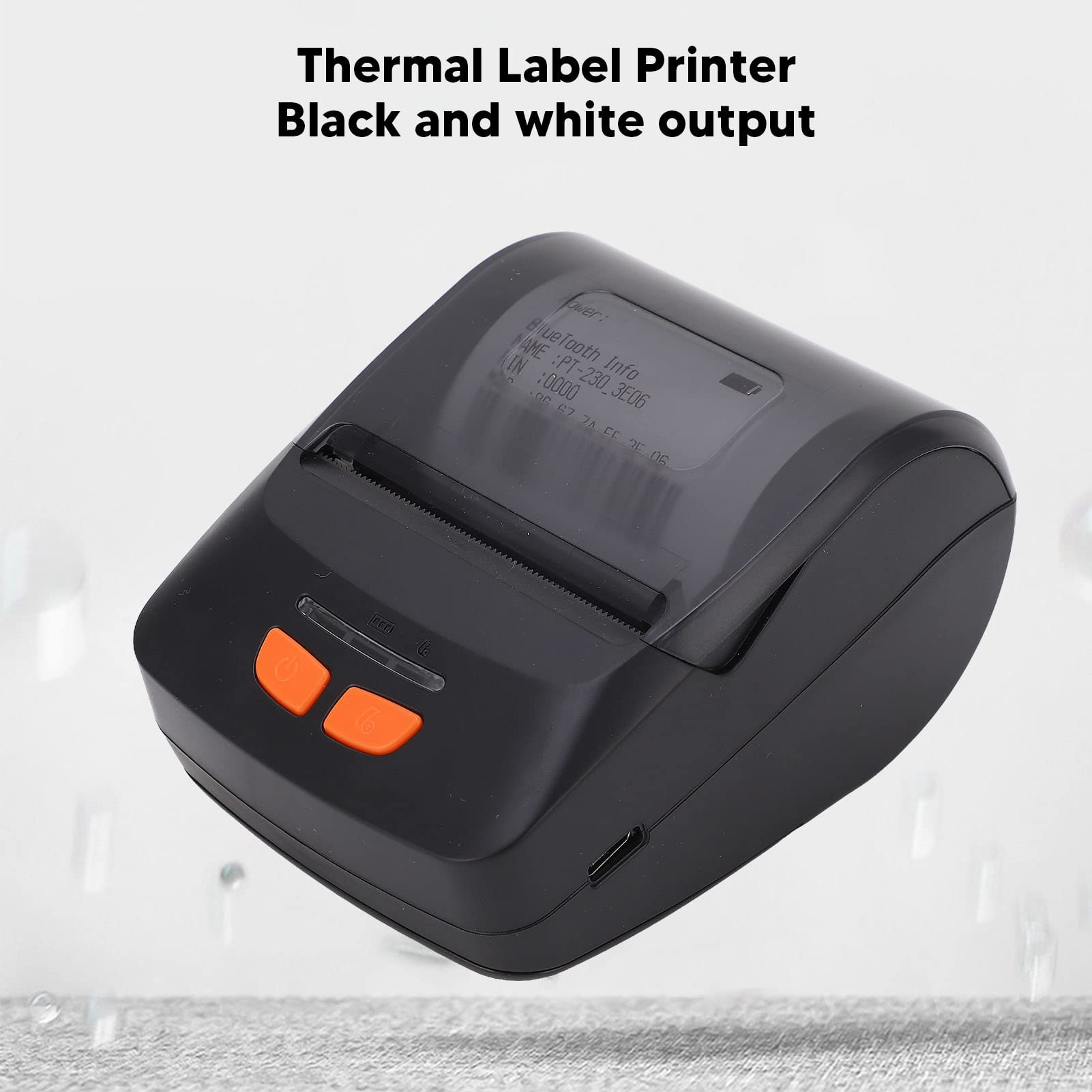 Stampante termica Bluetooth, stampante portatile per etichette con USB e Bluetooth, stampa in bianco e nero a 203 dpi per scontrini, codici a barre e QR code, compatibile con iOS,