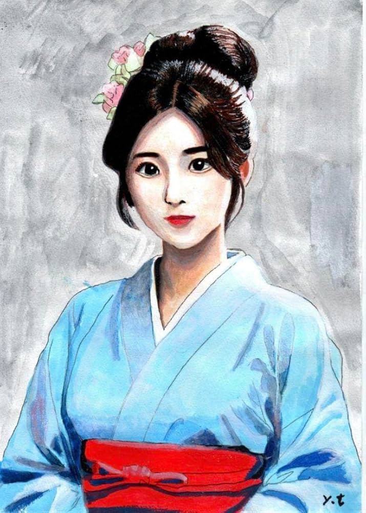 着物姿の女性の絵画 着物姿の女性の絵画 A woman in a kimono painted in an oil