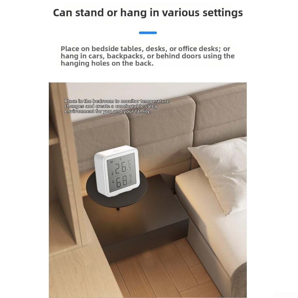 Termometro e igrometro Smart WiFi per Alexa Google Home App Controllo in Tempo Reale Temperatura Umidità Monitor con Avvisi 2.4 GHz Bianco