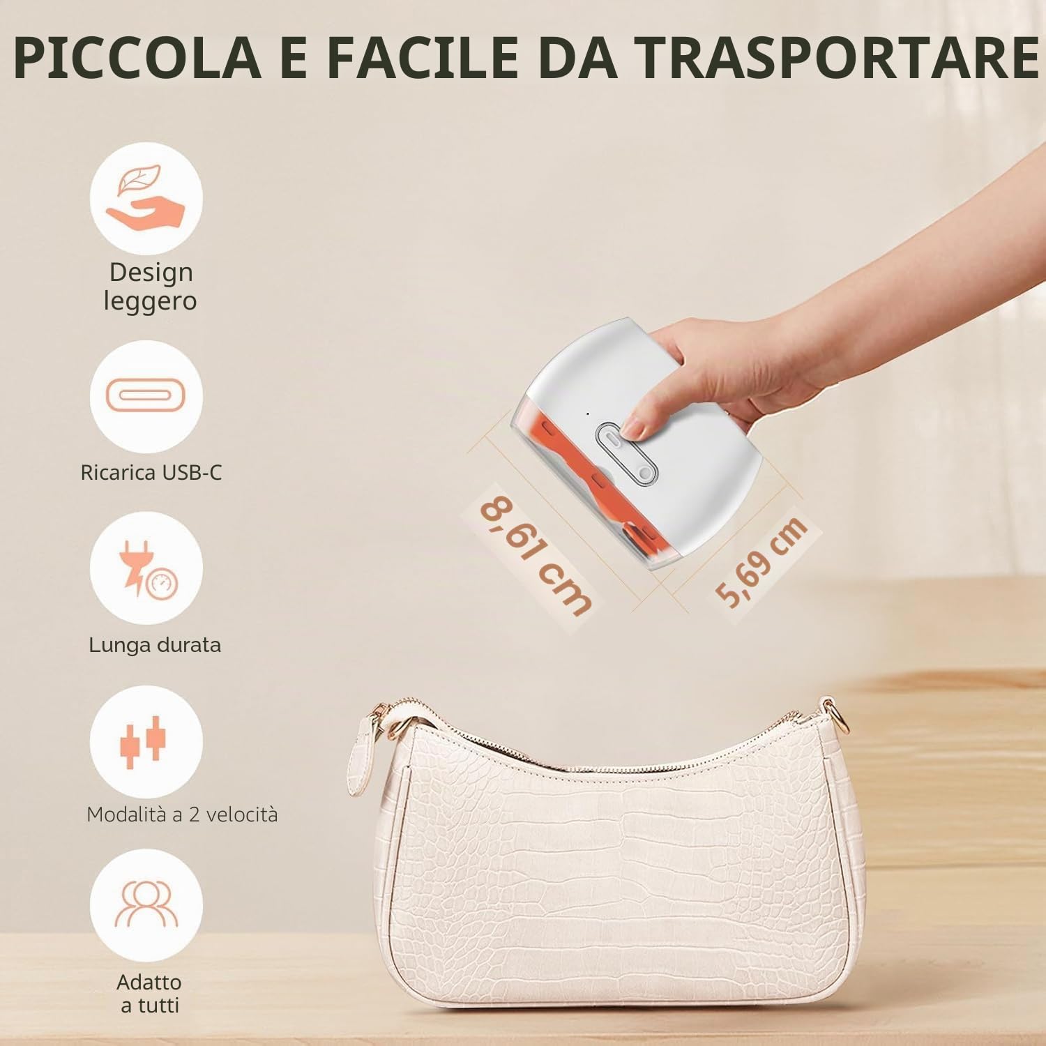 Tagliaunghie elettrico, 2 in 1, per unghie elettrico, ricaricabile tramite USB, con luce LED, adatto per neonati, bambini, adulti e anziani (arancione)