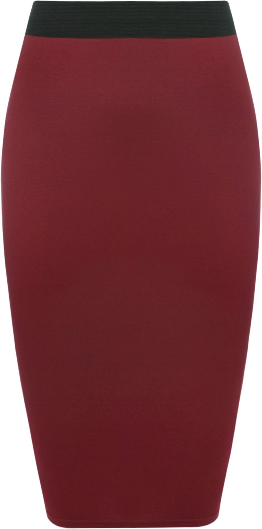 Wearall Women's Wine Plus Size Plain Bodycon Pencil Stretch Office Midi Skirt - 16/18