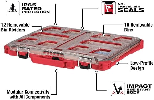 Miniatura 3 de Compatible con Milwaukee 48-22-8431 Organizador de herramientas de bajo perfil con 10 compartimentos