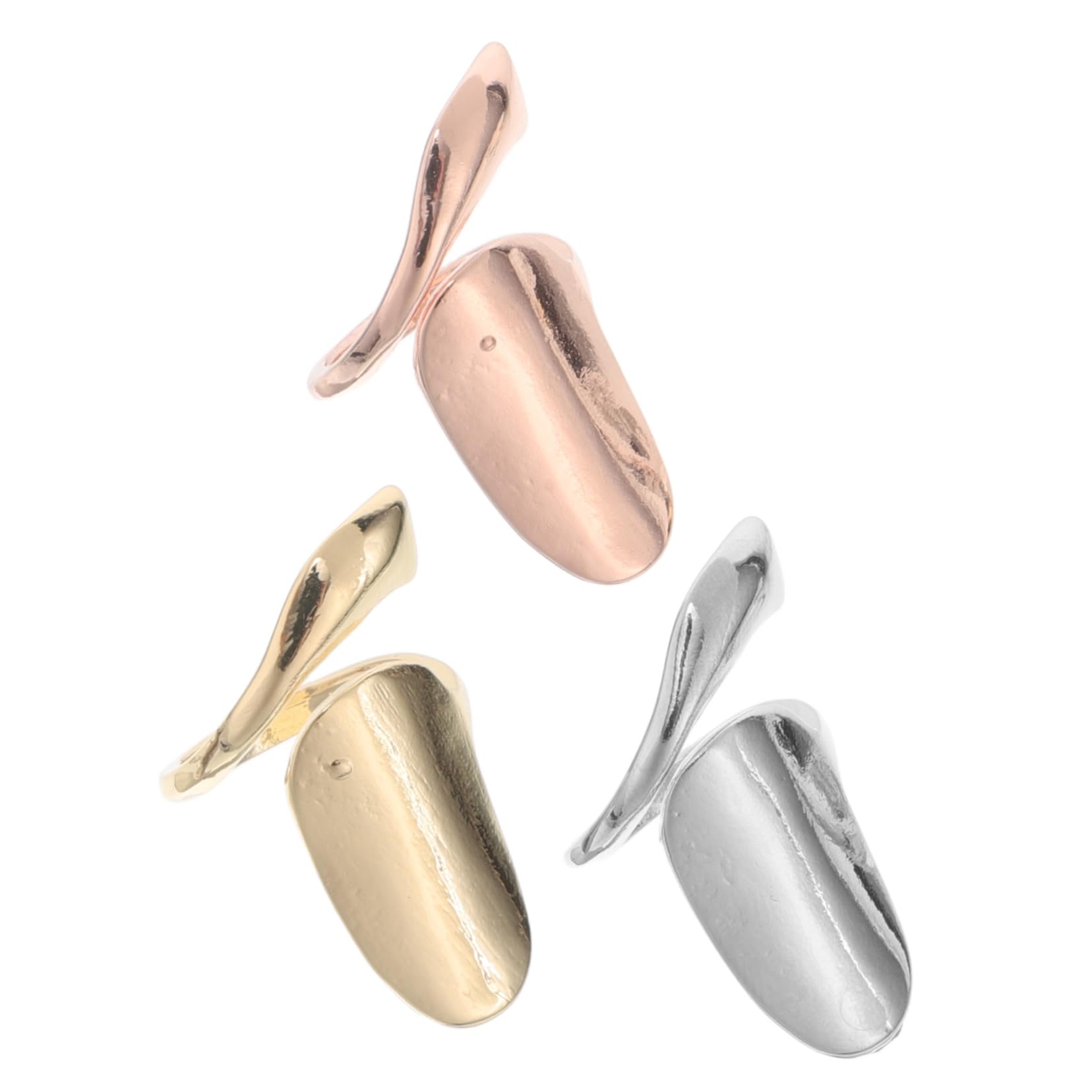 DEARMAMY 3Pcs Alloy Nail Rings for Women Finger Tip Rings Nail Jewelry for Parties Halloween Cosplay Manicure Accessories Slender Finger Design Easy to Wear