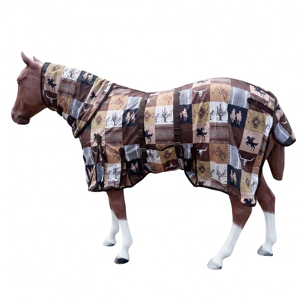HILASON Horse Fly Sheet UV Protect Breathable Mesh Bug Mosquito Spring | Summer Horse Fly Rug Western Cowboy Ranch Print 69"