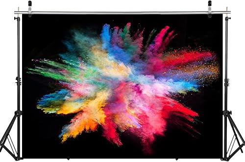 Miniatura 1 de YYTDY Telón de fondo colorido de Bokeh de 7 x 5 pies en pared de Bokeh negro, telón de fondo de vinilo para fotografía, fondo de fiesta, decoración