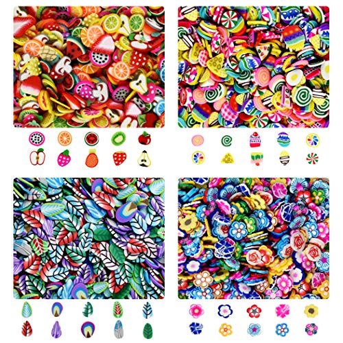 HOVEOX 20000Pcs 3D Polymer Slices Nail Art Slime Supplies Polymer Clay Slices Fruit Nail Art Slices Fruit Cake Flower Leaf Clay Slices for Arts Crafts DIY