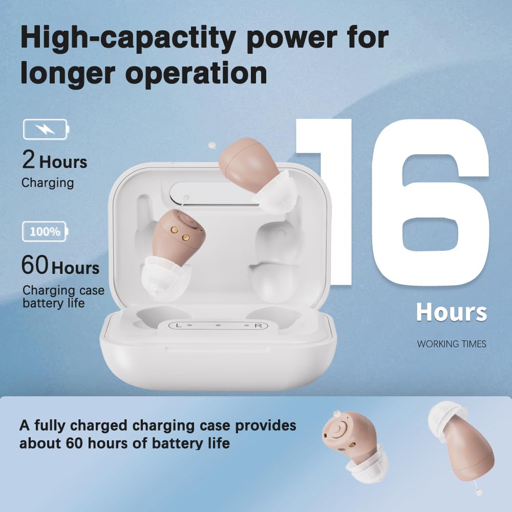 JINGHAO Amplificatore Suono Ricaricabile Invisibile Con Portatile Cassa Di Ricarica Set di 2 (Beige)
