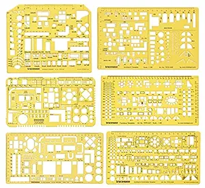 Traceease 6 Pieces, House Plan- Interior Design & Furniture Templates for Kitchen/Bed/Bath- Drafting Tools- Architecture Stencils