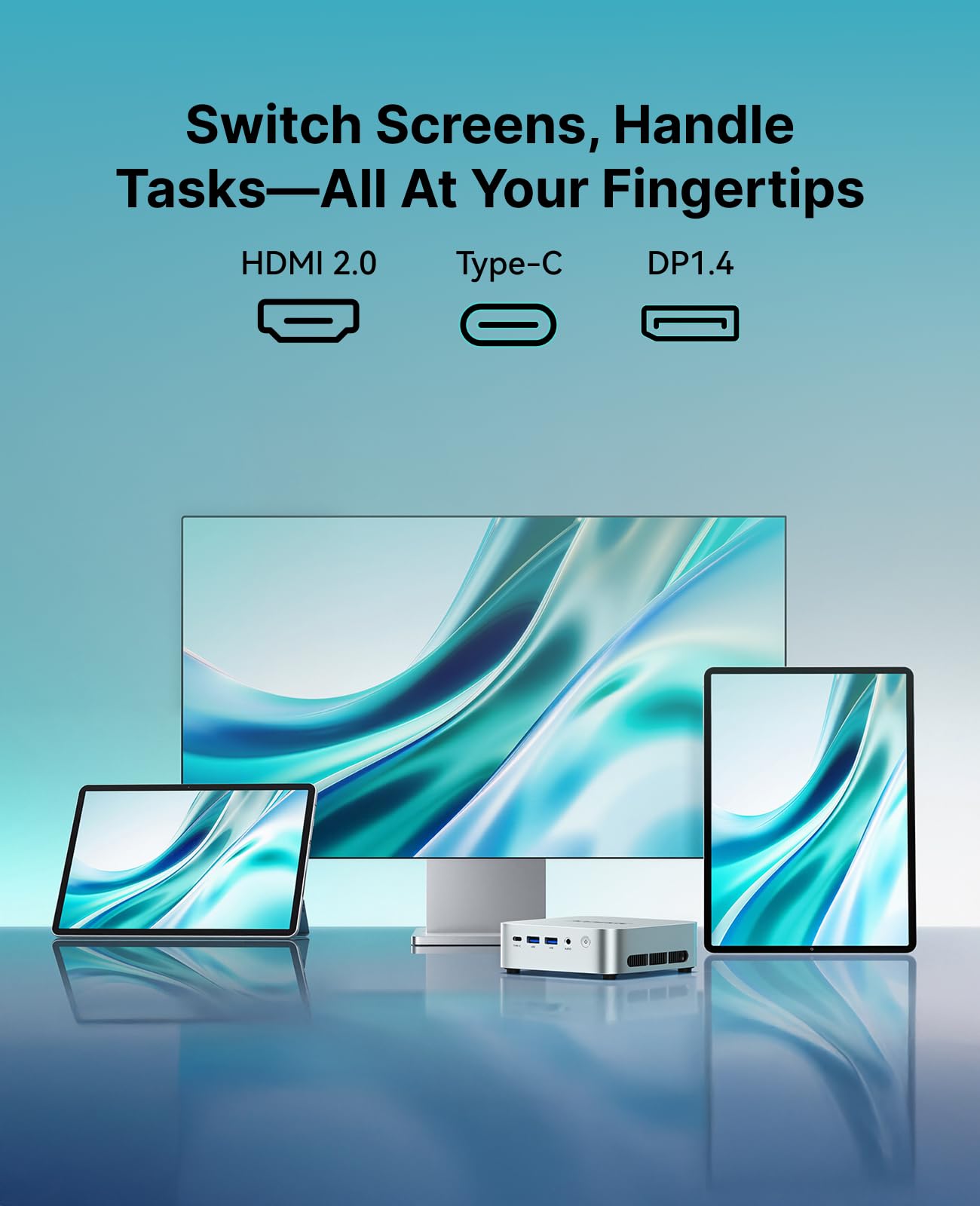 ACEMAGIC Mini PC Ryzen 3300U (Beats N150/N97，Up to 3.5 Ghz), 16GB RAM 256GB SSD Mini Desktop Computers Office Home Business HTPC Proxmox, Triple 4K Display, WiFi, BT, USB-C, DP, Type-C PD, HDMI 2.1 — view 6