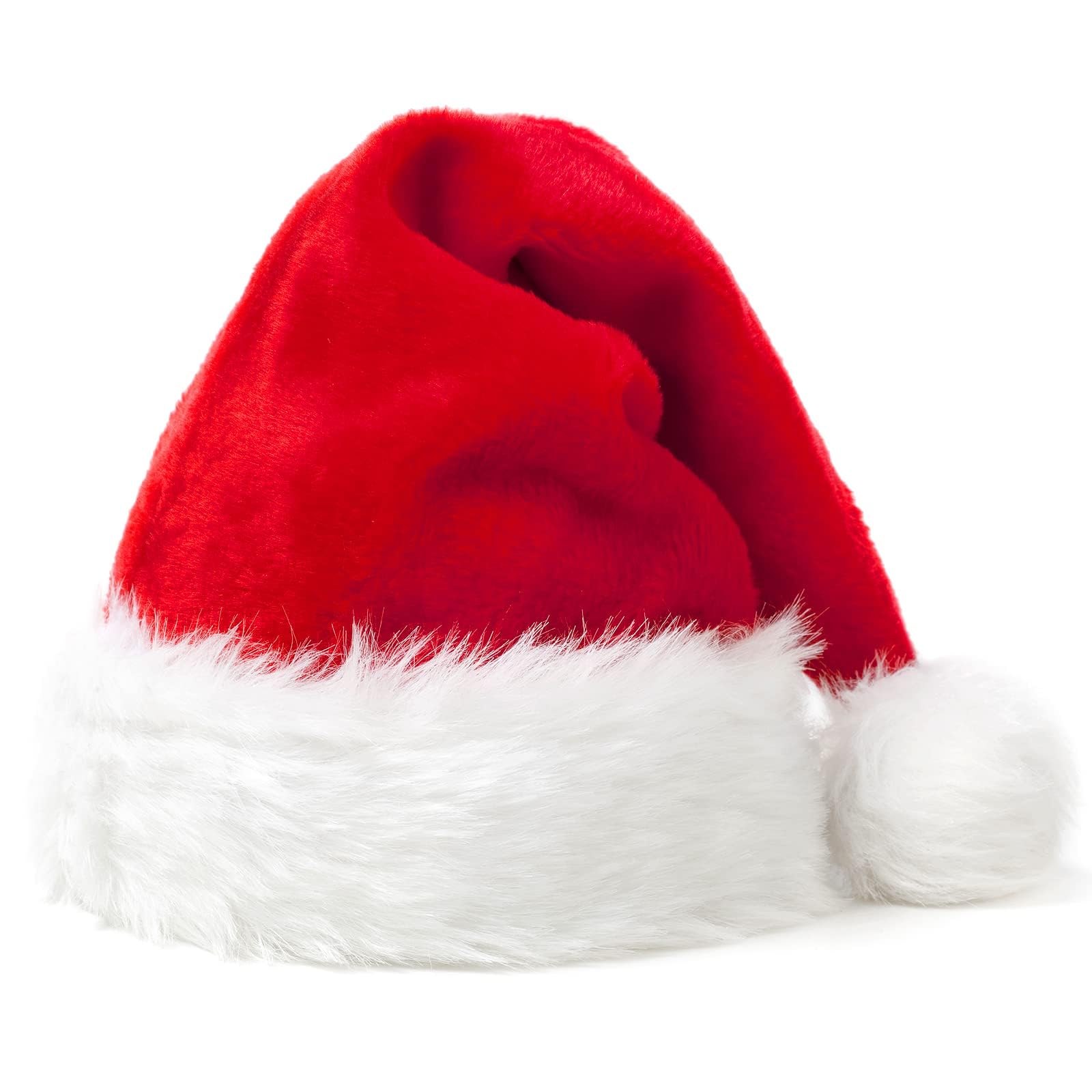 KFZR Santa Hat, Christmas Hat, Xmas Holiday Hat for Unisex Adults, Comfortable Thickened Plush Classic Red Santa Claus Hats, Christmas New Year Festive Holiday Party Supplies