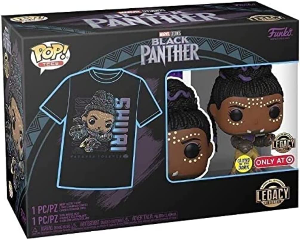 Funko Pop! & Tee: Marvel - Black Panther Shuri - Large - (L) - T-Shirt - Clothes With Collectable Vinyl Figure - Gift Idea - Toys and Short Sleeve Top for Adults Unisex Men and Women - Movies Fans
