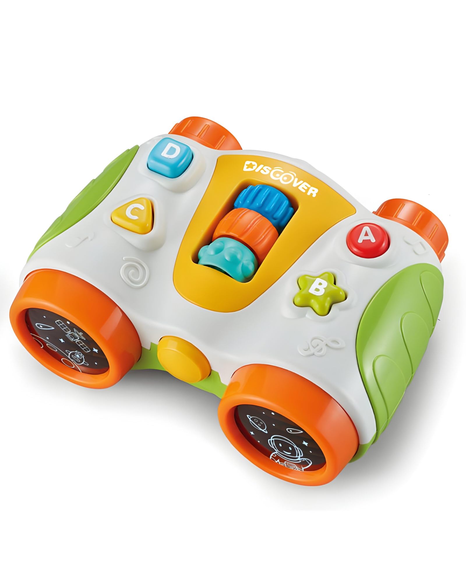 Montessori Musical Baby Grasping Toy, Prismatic Binoculars with Lights & Sounds, Educational Telescope for Kids, Pack of 1, Color May Vary