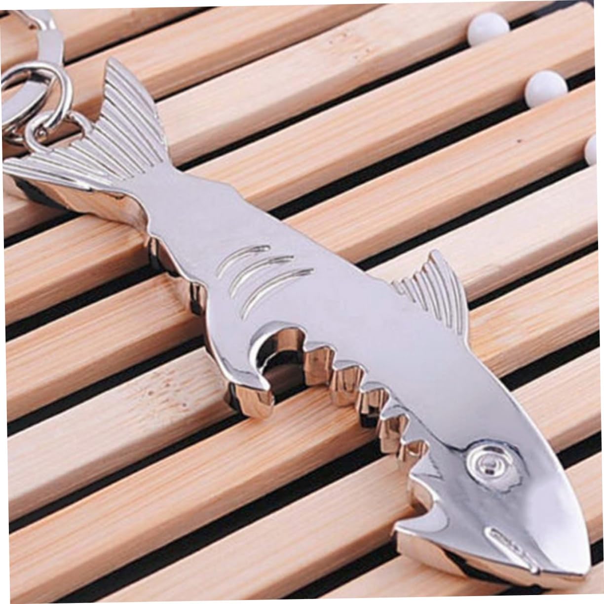 Apribottiglie Portachiavi A Forma Di Squalo - 2 In 1 Cavatappi E Apribirra, Acciaio Inox, Regalo Per Uomini - Foto 9