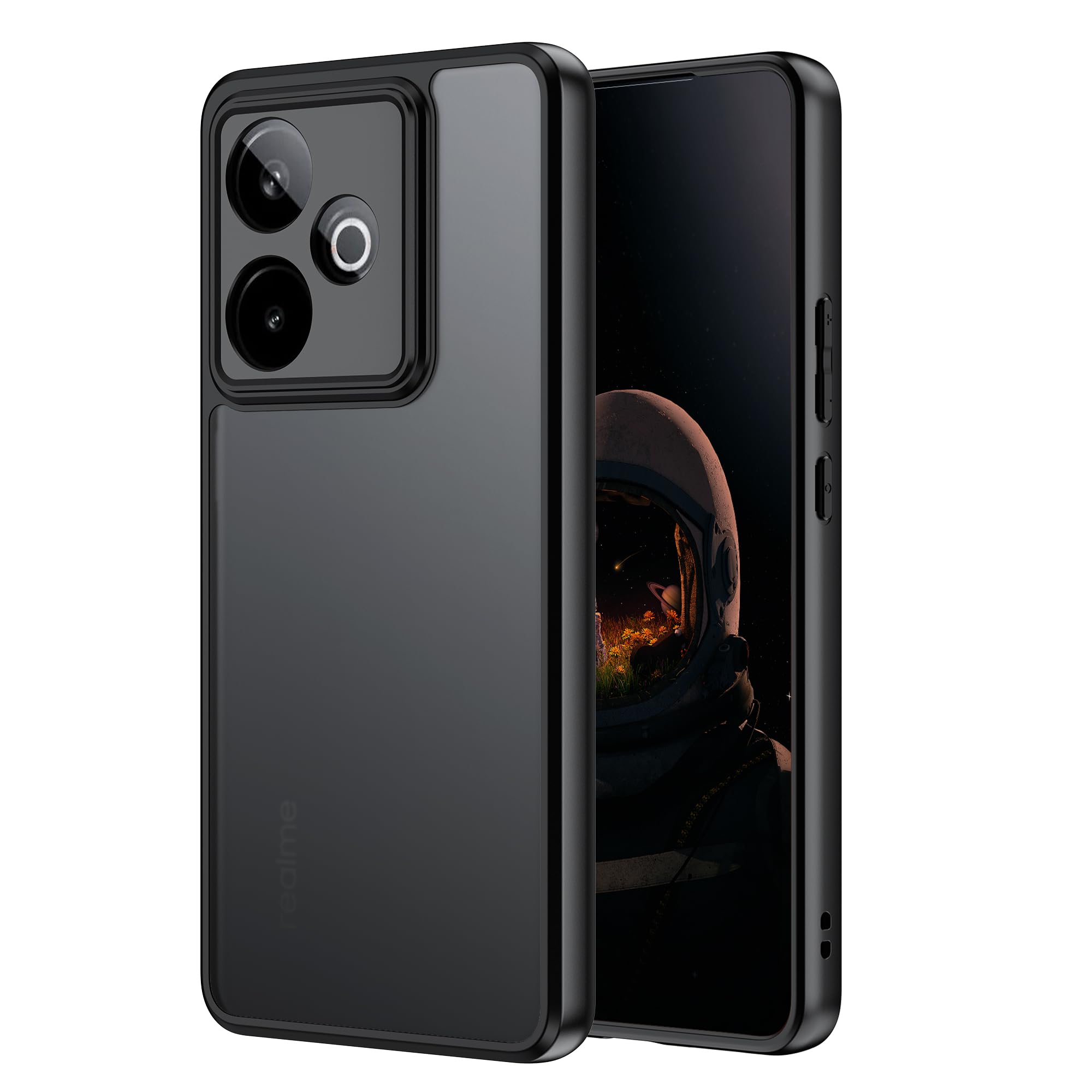 zZjoOoj Matt Hülle für Realme GT 7/ GT 7T, Transluzente Matt Rückseite Stoßfeste Handyhülle,Matt Schwarz