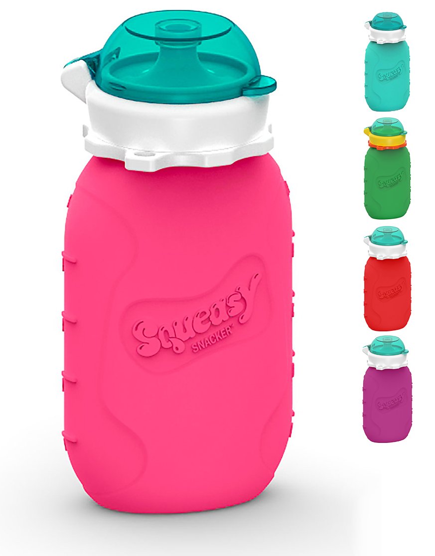 Squeasy Snacker – Wiederverwendbares Quetschie aus Silikon, Quetschbeutel zum selbst befüllen, BPA, PVC und Phthalat-frei (Pink)