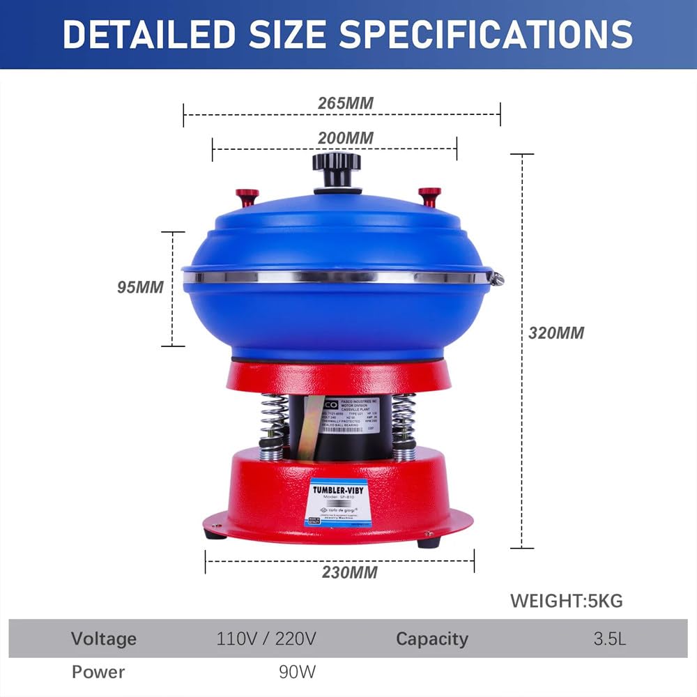 Tampón vibratorio para molienda de metal y pulido de joyas, máquina de vibración pequeña de bajo ruido para ágata y jade, 180 W