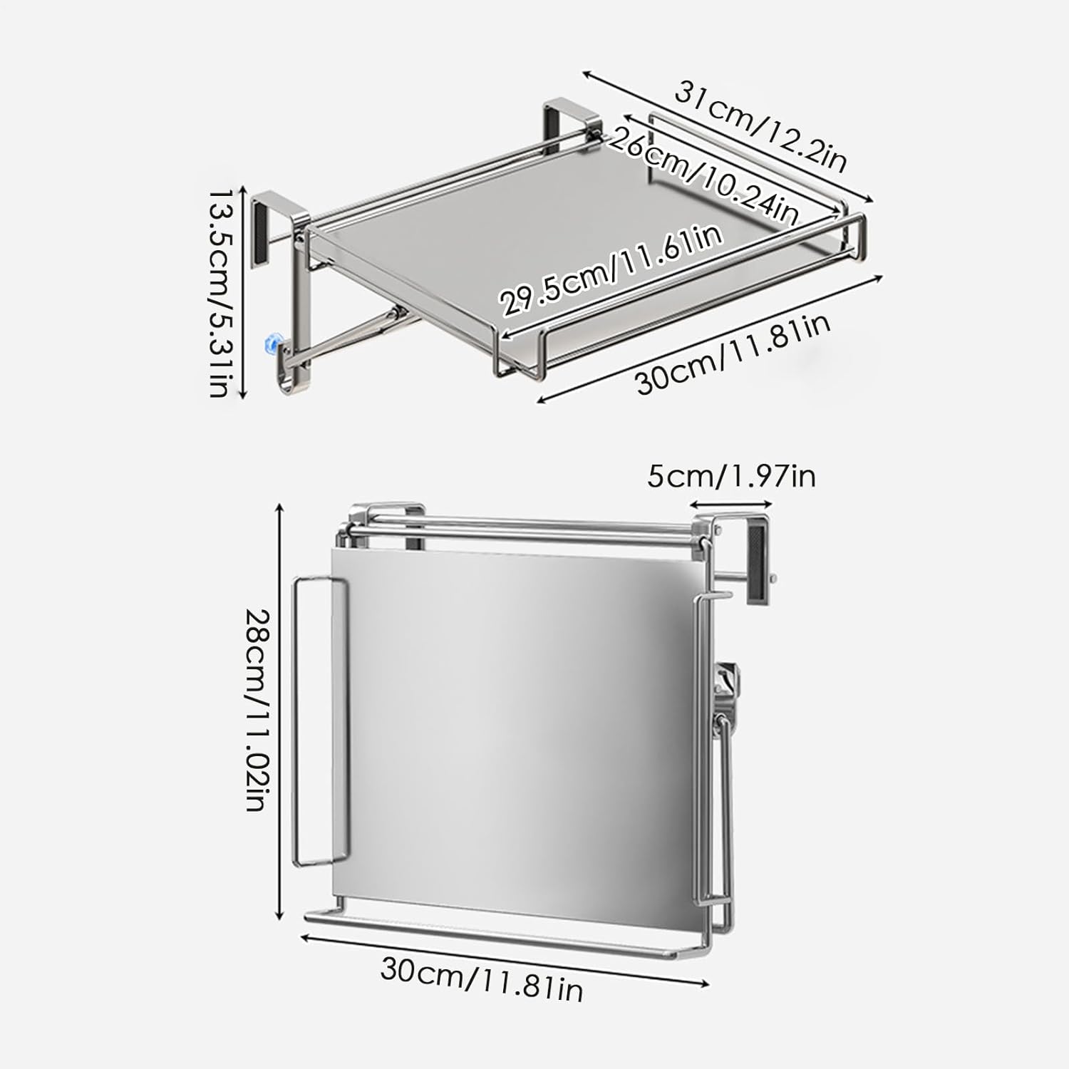 Cabinet Door Storage Foldable – Premium Organizer Stainless Steel Shelf, Rack Balcony Bedroom Bathroom, Home Dish Pot | Balcony Bedroom Bathroom Home Dish Pot Compact Versatile Stylish