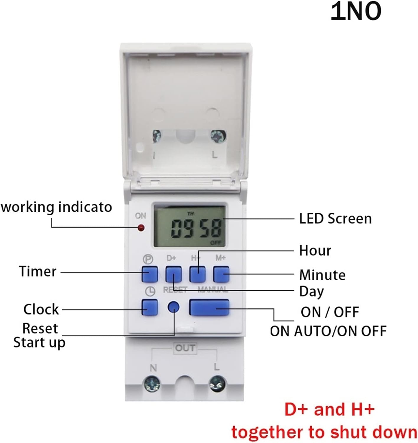 THC 15A 30A Din Rail Mount 7 Days Programmable Digital TIME Switch Relay Timer Control AC 12V 24V 48V 110V 220V 230V 50pcs(15a,1NO 48V AC DC)